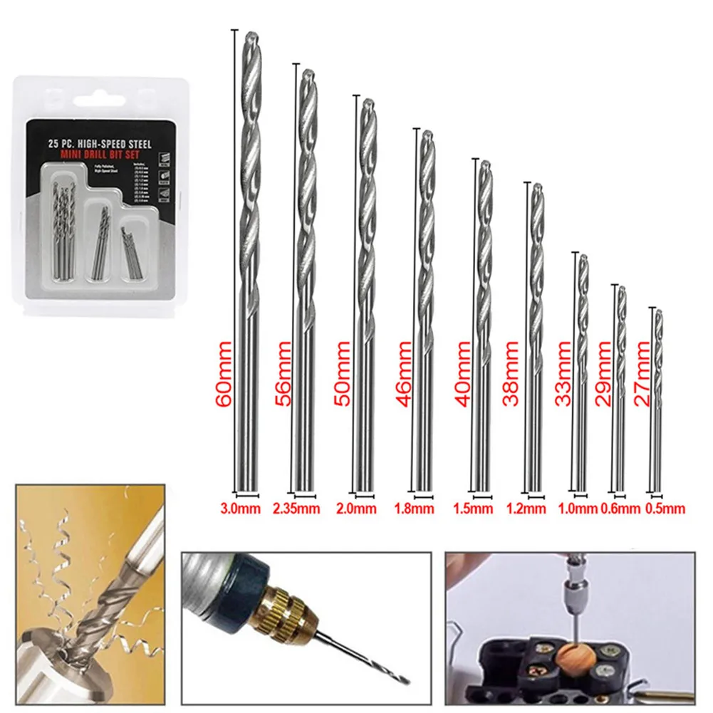 10/25pcs Micro High Speed Steel HSS Straight Shank Mini Twist Drill Bits Electric Drill Rotary Twist Drilling Bits 0.5-3.0mm
10/25pcs Micro High Speed Steel HSS Straight Shank Mini Twist Drill Bits Electric Drill Rotary Twist Drilling Bits 0.5-3.0mm