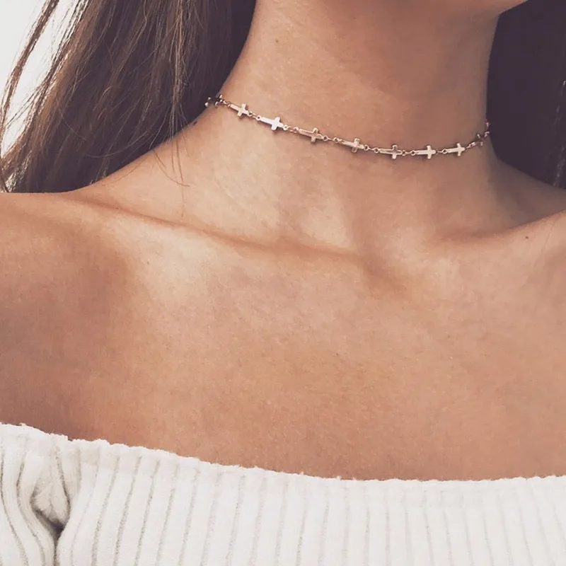 Fashion Chocker Goth Cross Chain Necklace Collar Necklace Gold-plated Clavicle Chain Necklace for Women
Fashion Chocker Goth Cross Chain Necklace Collar Necklace Gold-plated Clavicle Chain Necklace for Women