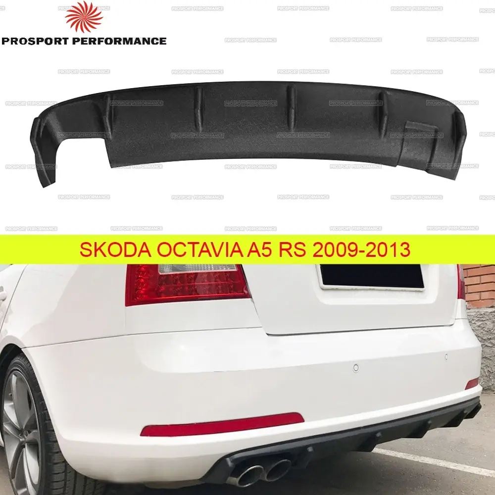 Диффузор на задний бампер для Skoda Octavia A5 рестайлинг RS 2009 2013 шагрень ABS пластик
