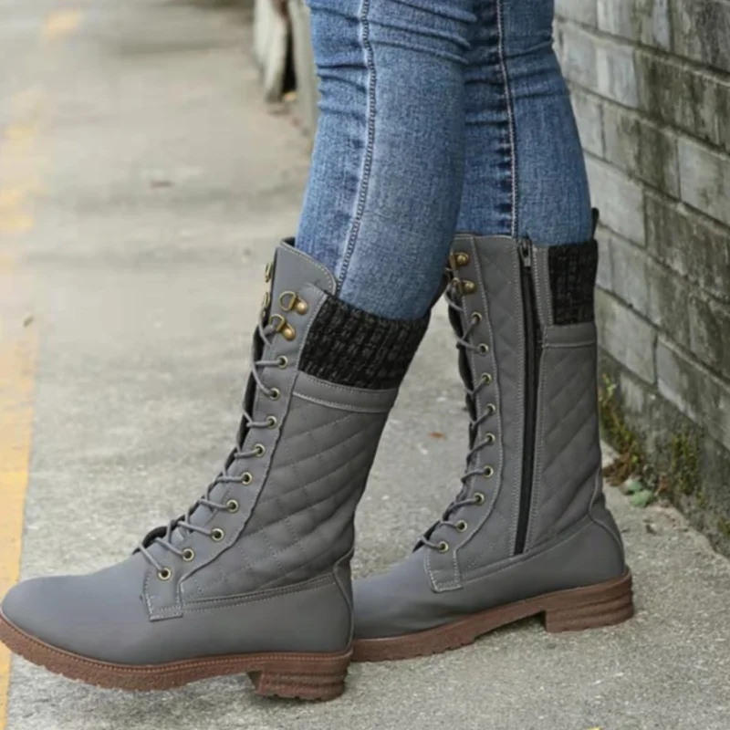 Winter Women's Ankle Boots Casual Non-slip Snow shoes Flat Heels Lace Up Rome Style Female Long Boot Punk Motorcycle boots
Winter Women's Ankle Boots Casual Non-slip Snow shoes Flat Heels Lace Up Rome Style Female Long Boot Punk Motorcycle boots