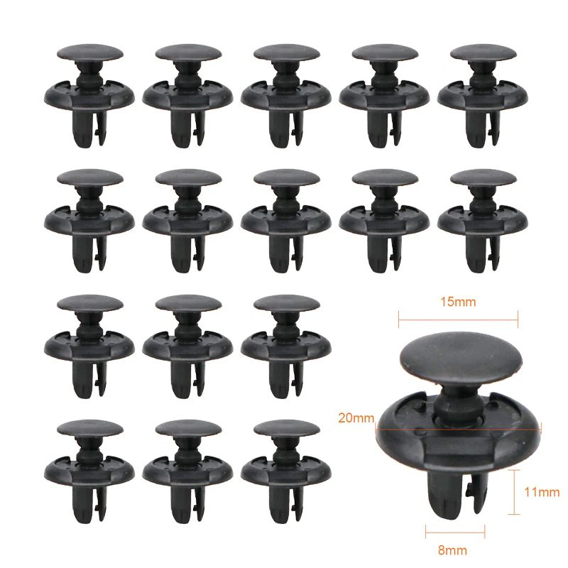 10/20/50pcs 8mm Auto Bumper Fastener Rivet Retainer Push Car Door Trim Panel Clip Fasteners for Honda Fit Accord CRV
10/20/50pcs 8mm Auto Bumper Fastener Rivet Retainer Push Car Door Trim Panel Clip Fasteners for Honda Fit Accord CRV
