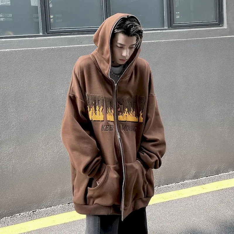 American Hoodie Men Long-sleeved Zip-up Embroidery Hooded Sweatshirt Cardigan Fleece Autumn Winter Fashion Tops for Men Women
American Hoodie Men Long-sleeved Zip-up Embroidery Hooded Sweatshirt Cardigan Fleece Autumn Winter Fashion Tops for Men Women