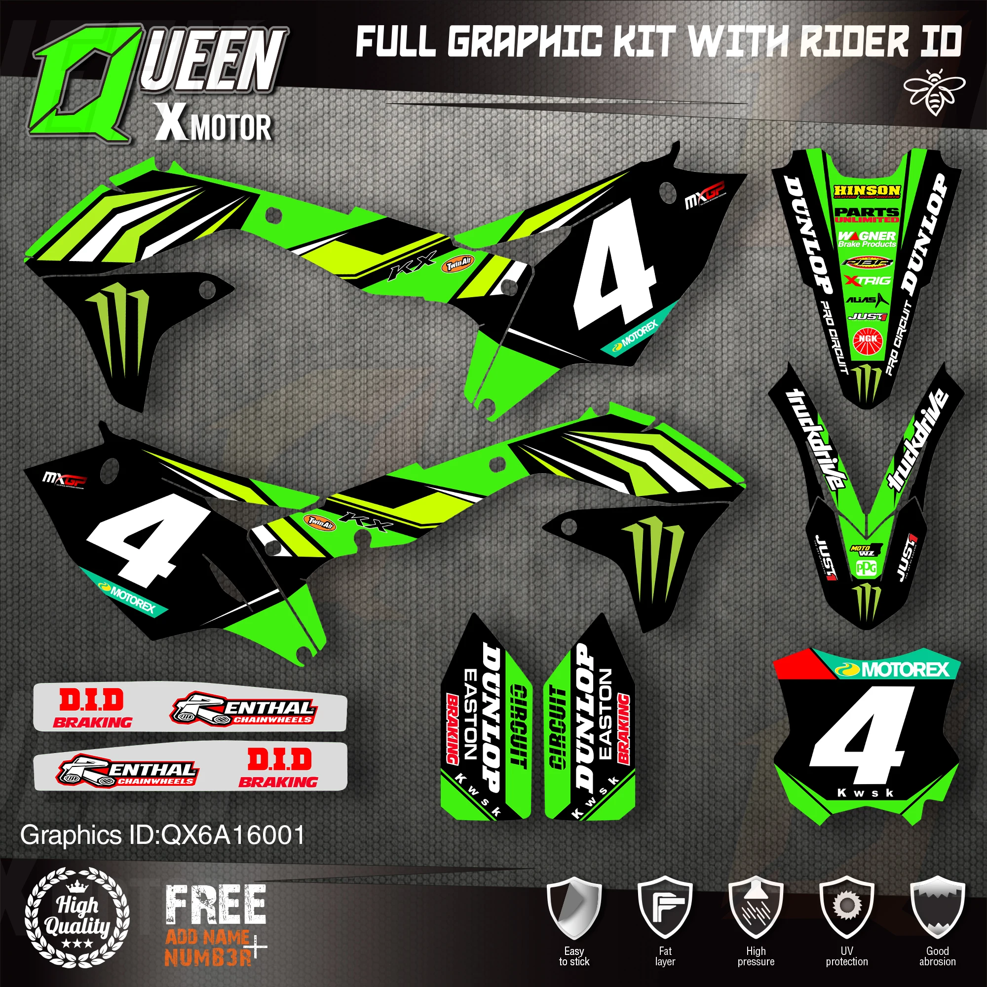 Queen X MOTOR Custom Team графические наклейки, Набор наклеек для Kawasaki Decal 2016 2017 2018 KXF 450 001
Queen X MOTOR Custom Team графические наклейки, Набор наклеек для Kawasaki Decal 2016 2017 2018 KXF 450 001