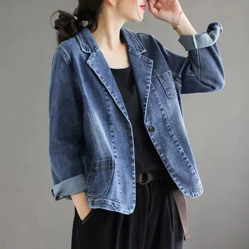 Denim Suit Jacket Women 2021 Spring And Autumn New Style Retro Jeans Jacket Female Korean Loose Casual Cowboy Coat Lady L667
Denim Suit Jacket Women 2021 Spring And Autumn New Style Retro Jeans Jacket Female Korean Loose Casual Cowboy Coat Lady L667