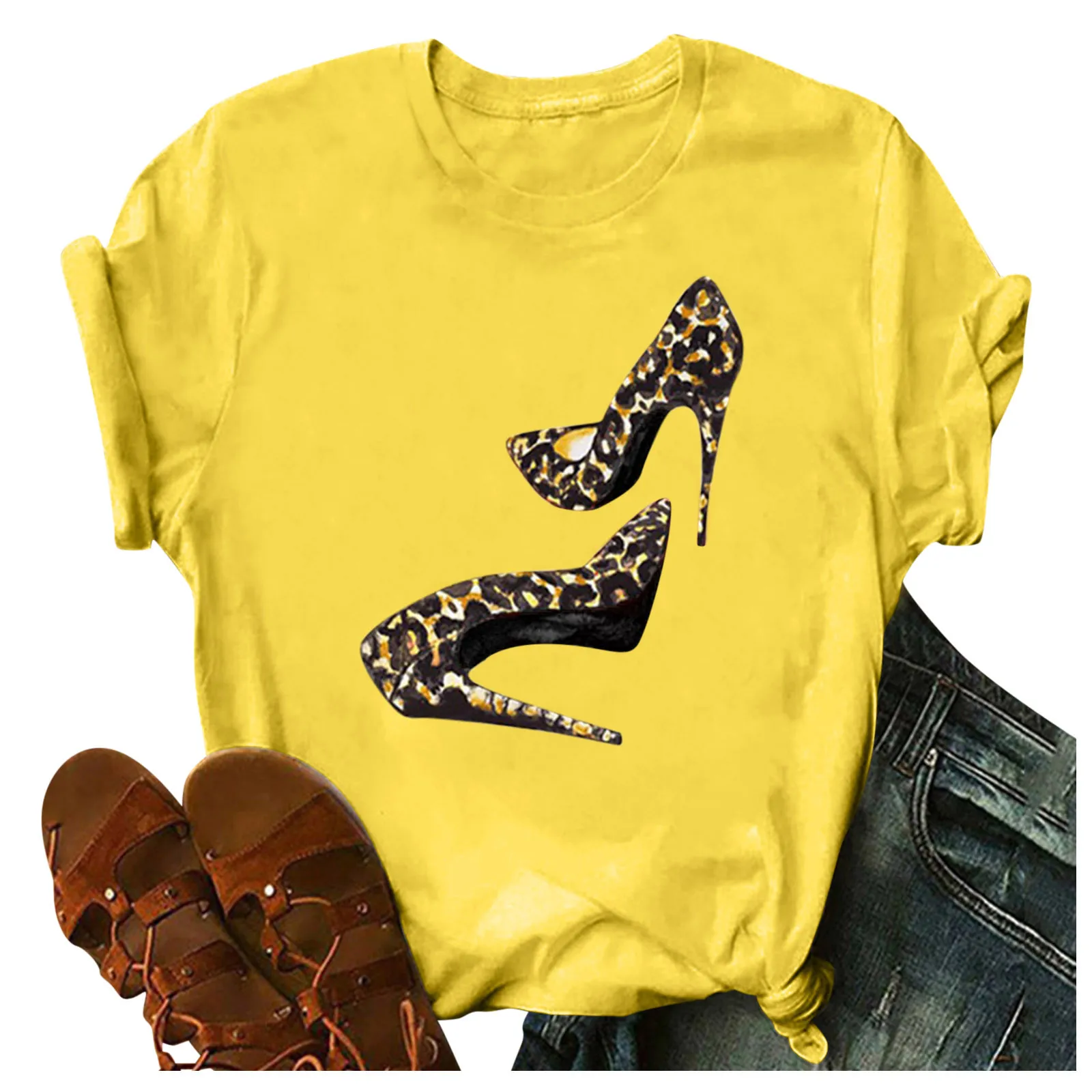 1043 Women's Fashion High Heels Print Tops Short Sleeve T-Shirt Casual Blouse Femme T- shirt Women 90s Tops Hipster Streetwear
1043 Women's Fashion High Heels Print Tops Short Sleeve T-Shirt Casual Blouse Femme T- shirt Women 90s Tops Hipster Streetwear