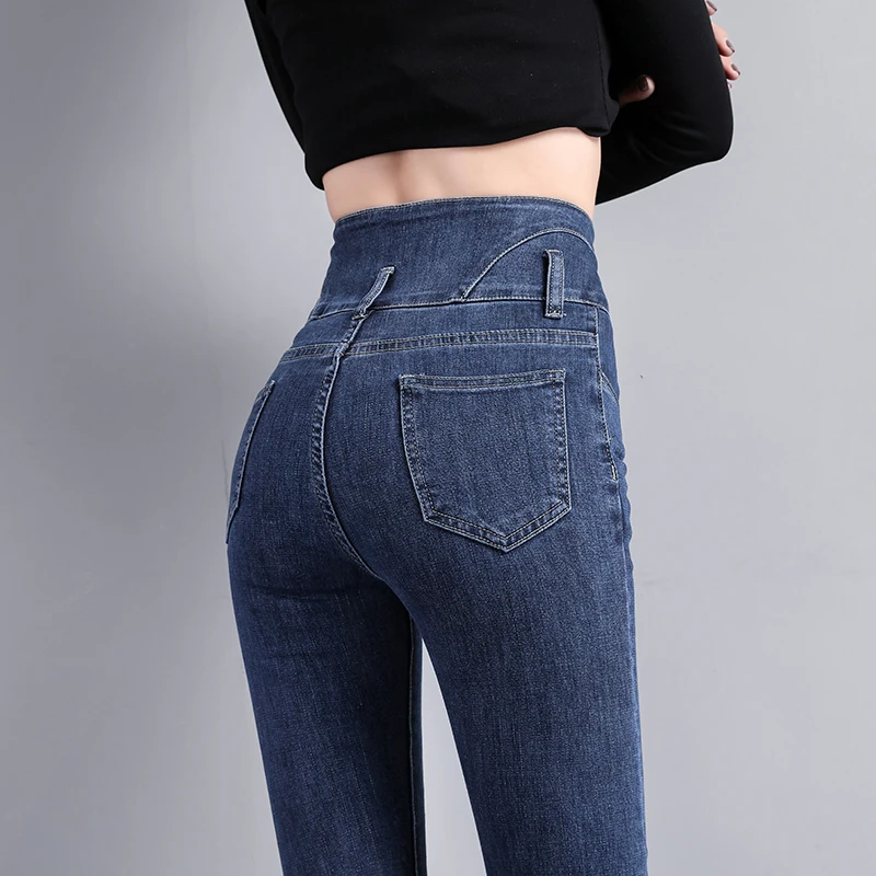 Tight-fitting High-waisted Women's Jeans Fashion Three-button Abdomen Buttocks Up Elastic Slim Pencil Pants Mom Denim Trousers
Tight-fitting High-waisted Women's Jeans Fashion Three-button Abdomen Buttocks Up Elastic Slim Pencil Pants Mom Denim Trousers