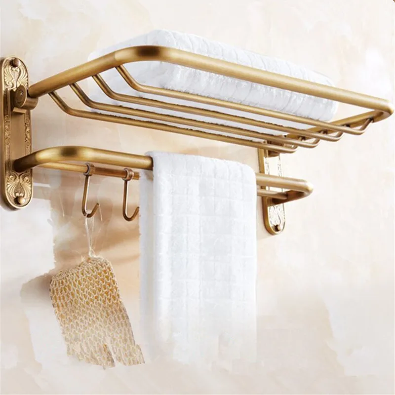 Towel Racks Copper Bath Towel Holder Wall Mounted Antique Brass Foldable Bath Towel Rack Towel Holder With Hooks Bath Hardware
Towel Racks Copper Bath Towel Holder Wall Mounted Antique Brass Foldable Bath Towel Rack Towel Holder With Hooks Bath Hardware