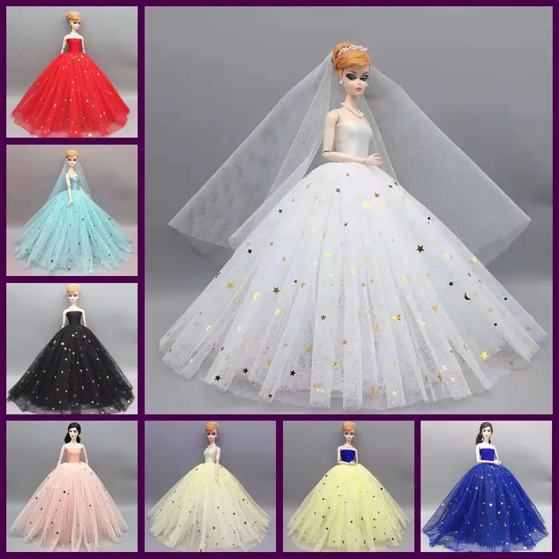 Moon Star Sequin Elegant Wedding Dress 1/6 BJD Clothes For Barbie Doll Outfits For Barbie Clothes Gown 30cm Doll Accessories Toy
Moon Star Sequin Elegant Wedding Dress 1/6 BJD Clothes For Barbie Doll Outfits For Barbie Clothes Gown 30cm Doll Accessories Toy