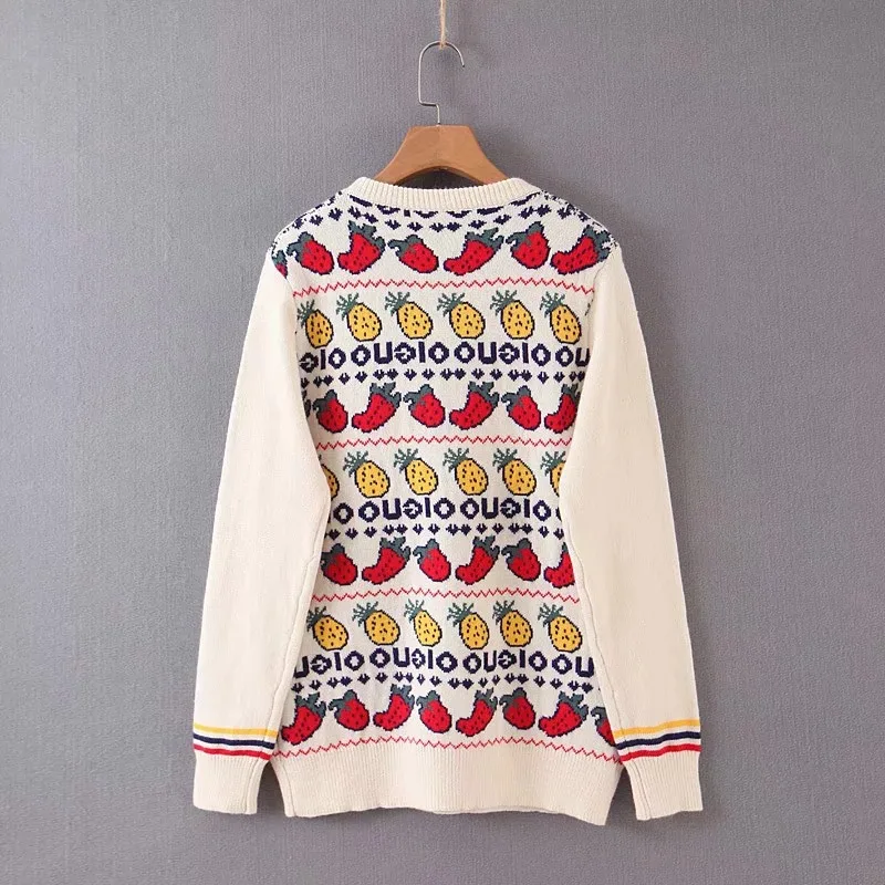 Women Clothes 2019 Autumn and Winter Clothes Women Lazy Wind Fruit Pattern Jacquard Pull Femme Pullover Women Sweater Women 
Women Clothes 2019 Autumn and Winter Clothes Women Lazy Wind Fruit Pattern Jacquard Pull Femme Pullover Women Sweater Women