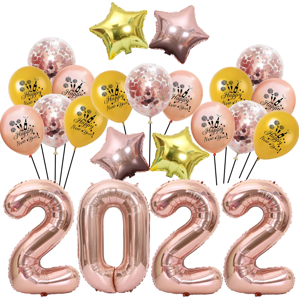 23pcs/set 12inch Rose Gold Silver Happy New Year Latex Balloons Confetti Helium Balls New Year Event Party Decorations Supplies
23pcs/set 12inch Rose Gold Silver Happy New Year Latex Balloons Confetti Helium Balls New Year Event Party Decorations Supplies