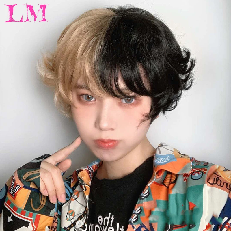 LM Black Men's Wig Short Straight Black Yellow Bangs Synthetic Wigs For Male Boy Cosplay Anime Daily Party Wig Heat Resistant
LM Black Men's Wig Short Straight Black Yellow Bangs Synthetic Wigs For Male Boy Cosplay Anime Daily Party Wig Heat Resistant