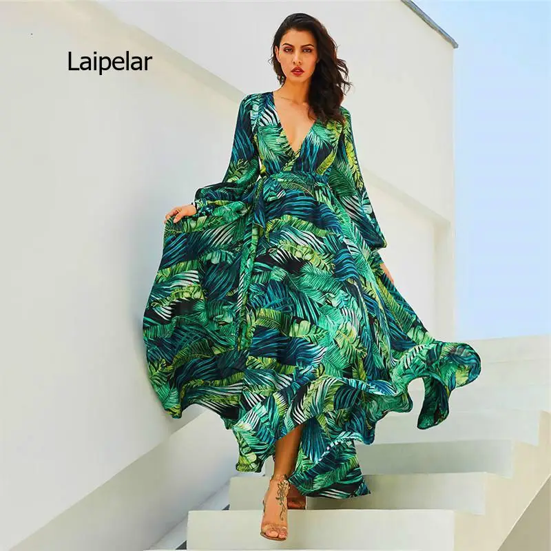 Женское пляжное платье с длинным рукавом, зеленое винтажное платье макси в стиле бохо, повседневное драпированное платье с поясом и тропическим принтом
Женское пляжное платье с длинным рукавом, зеленое винтажное платье макси в стиле бохо, повседневное драпированное платье с поясом и тропическим принтом