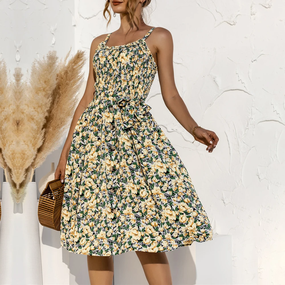 Sexy Spaghetti Strap Sundress Floral Print Beach Dress Woman 2021 Summer New Boho Casual Black Yellow Dresses Women Sweet Dress
Sexy Spaghetti Strap Sundress Floral Print Beach Dress Woman 2021 Summer New Boho Casual Black Yellow Dresses Women Sweet Dress