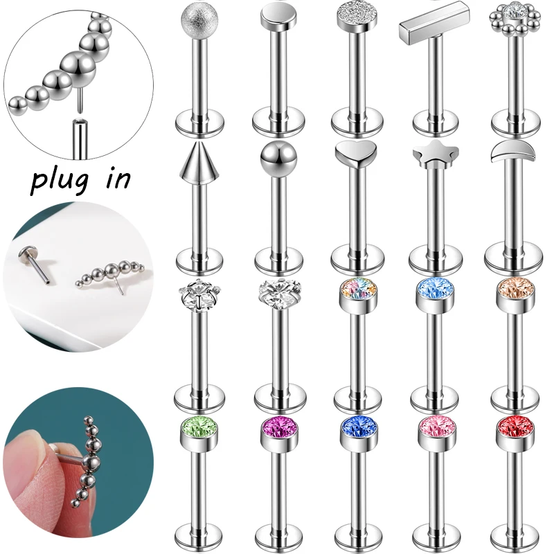 ZS 16G Stainless Steel Lip Studs Zircon Labret Piercing Studs Heart Moon Helix Conch Piercing Crystal Ear Earring Flower Star
ZS 16G Stainless Steel Lip Studs Zircon Labret Piercing Studs Heart Moon Helix Conch Piercing Crystal Ear Earring Flower Star