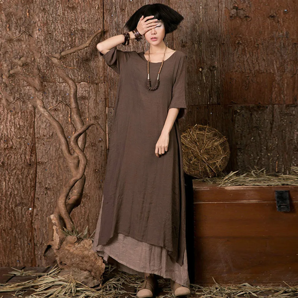 Chinese National Style Hit Color Cotton Linen Dress Female Spring New Round Neck Splicing Irregular Hem Loose Long Dress
Chinese National Style Hit Color Cotton Linen Dress Female Spring New Round Neck Splicing Irregular Hem Loose Long Dress
