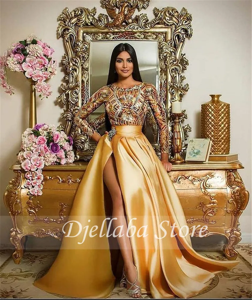 Sexy Middle East Prom Dresses Long Sleeve Beads Sexy high Split Evening Dress Dubai Arabic Robe de soiree
Sexy Middle East Prom Dresses Long Sleeve Beads Sexy high Split Evening Dress Dubai Arabic Robe de soiree