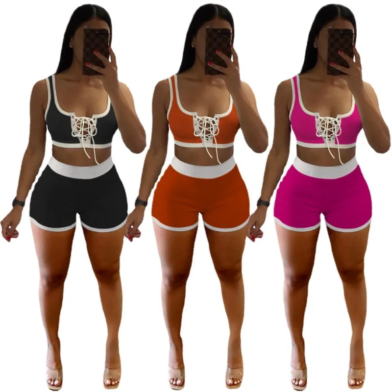 Women's Sports Suit 2021 New Summer Fashion Leisure 2 Piece Shorts Sleeveless Sportswear Sexy Belt Bra Running Gym Sport Suits
Women's Sports Suit 2021 New Summer Fashion Leisure 2 Piece Shorts Sleeveless Sportswear Sexy Belt Bra Running Gym Sport Suits