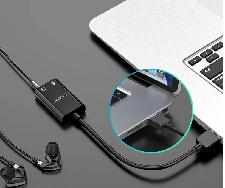 Orico Портативный USB внешняя звуковая карта Микрофон Наушники типа два-в-одном с