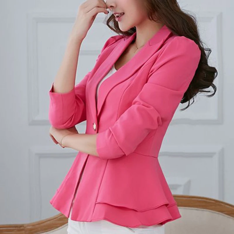 Женский однотонный Блейзер на одной пуговице с длинным рукавом|suit steamer|jacket and skirt