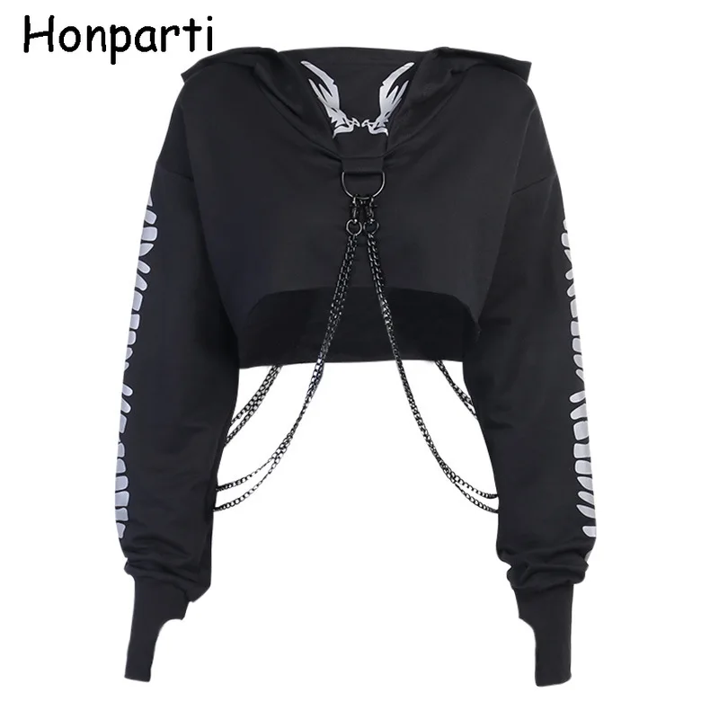 Reflective Pattern Printed Hoodies Punk Hip Hop Loose Crop Hooded Sweatshirts for Women Fashion with Chain Autumn Streetwear
Reflective Pattern Printed Hoodies Punk Hip Hop Loose Crop Hooded Sweatshirts for Women Fashion with Chain Autumn Streetwear