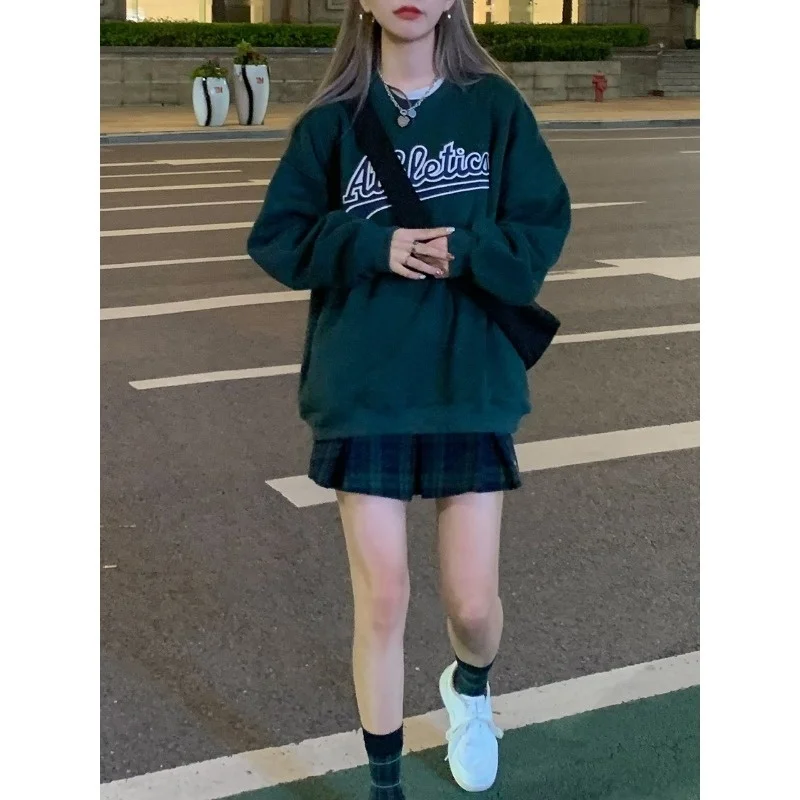 Vintage American Green Hoodie Women's Loose Lazy Style Thin Long Sleeve Chic Early Top
Vintage American Green Hoodie Women's Loose Lazy Style Thin Long Sleeve Chic Early Top