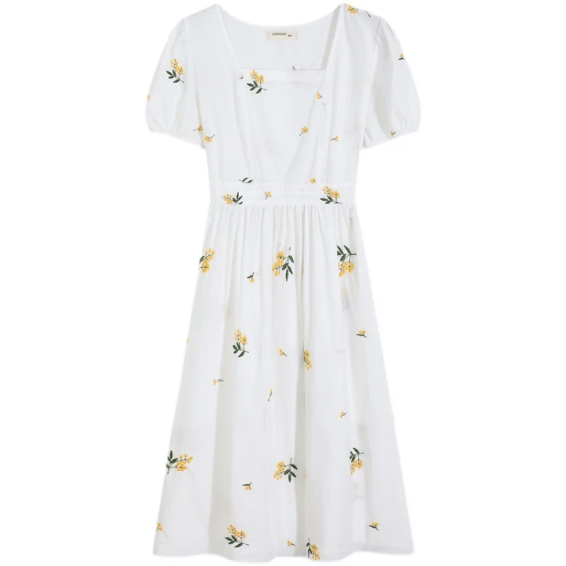 COIGARSAM Vintage Women dress New Summer High Waist Dresses White 1267
COIGARSAM Vintage Women dress New Summer High Waist Dresses White 1267