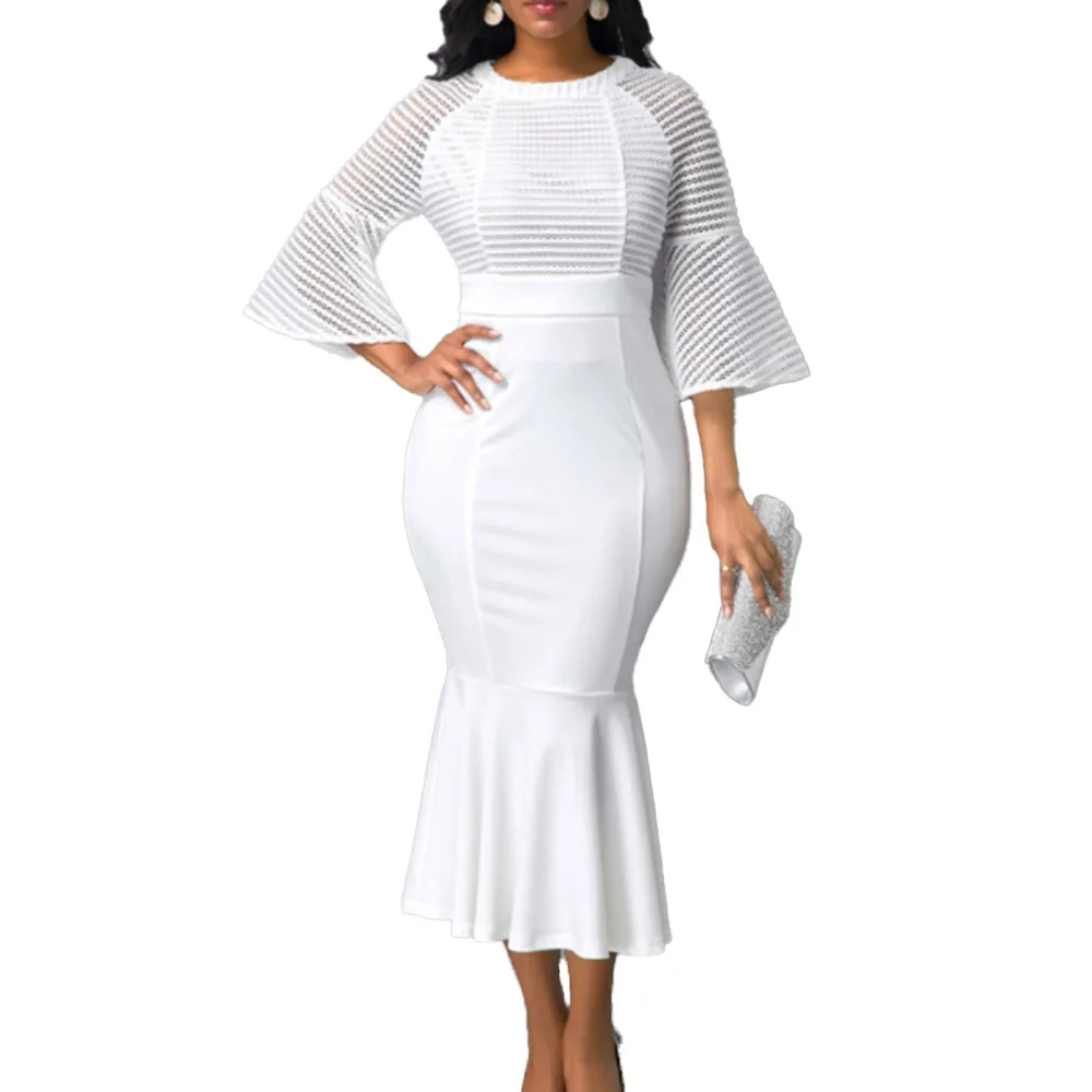 Office Lady Women's Dress Spring Summer Elegant Oversize African Mermaid Hollow Out Flare Sleeve 2021 Woman Cocktail Party Dress
Office Lady Women's Dress Spring Summer Elegant Oversize African Mermaid Hollow Out Flare Sleeve 2021 Woman Cocktail Party Dress