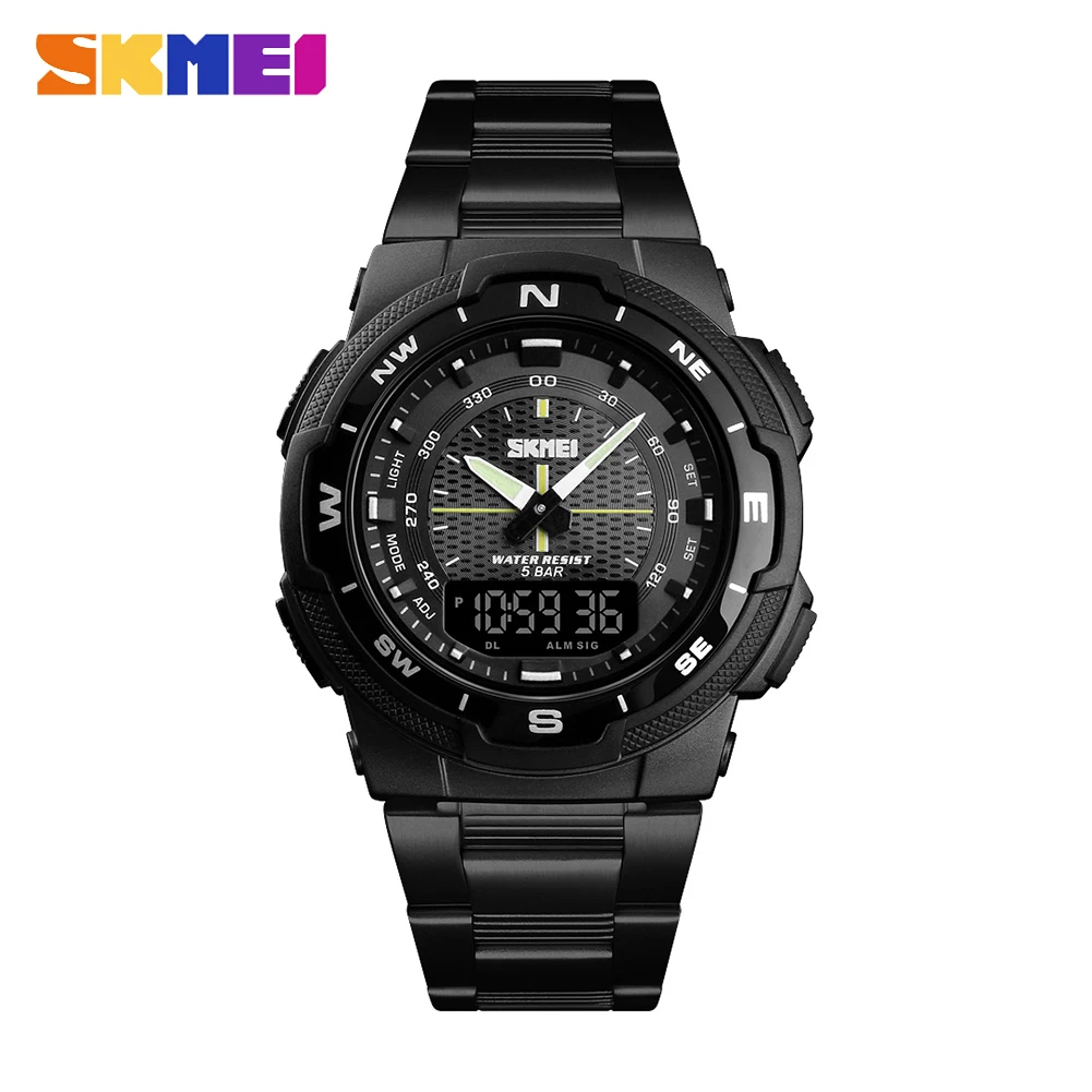 

SKMEI 1370 Fashion Sport Watch Men Quartz Clock Mens Watches Top Brand Luxury Steel Business Waterproof Watch Relogio Masculino
