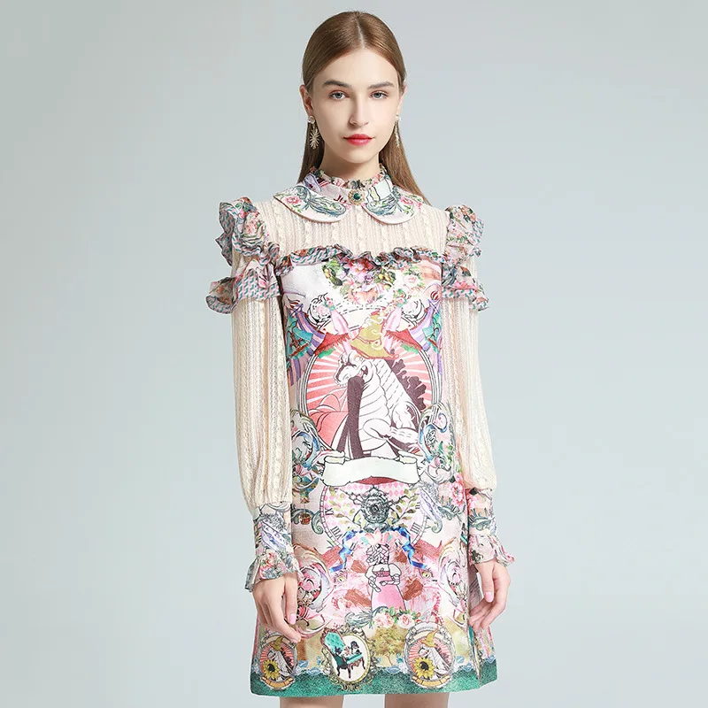 2021 Spring Summer Dress Knee Length Long Sleeve Empire Lapel Neck Flora Print Fashion Dress
2021 Spring Summer Dress Knee Length Long Sleeve Empire Lapel Neck Flora Print Fashion Dress
