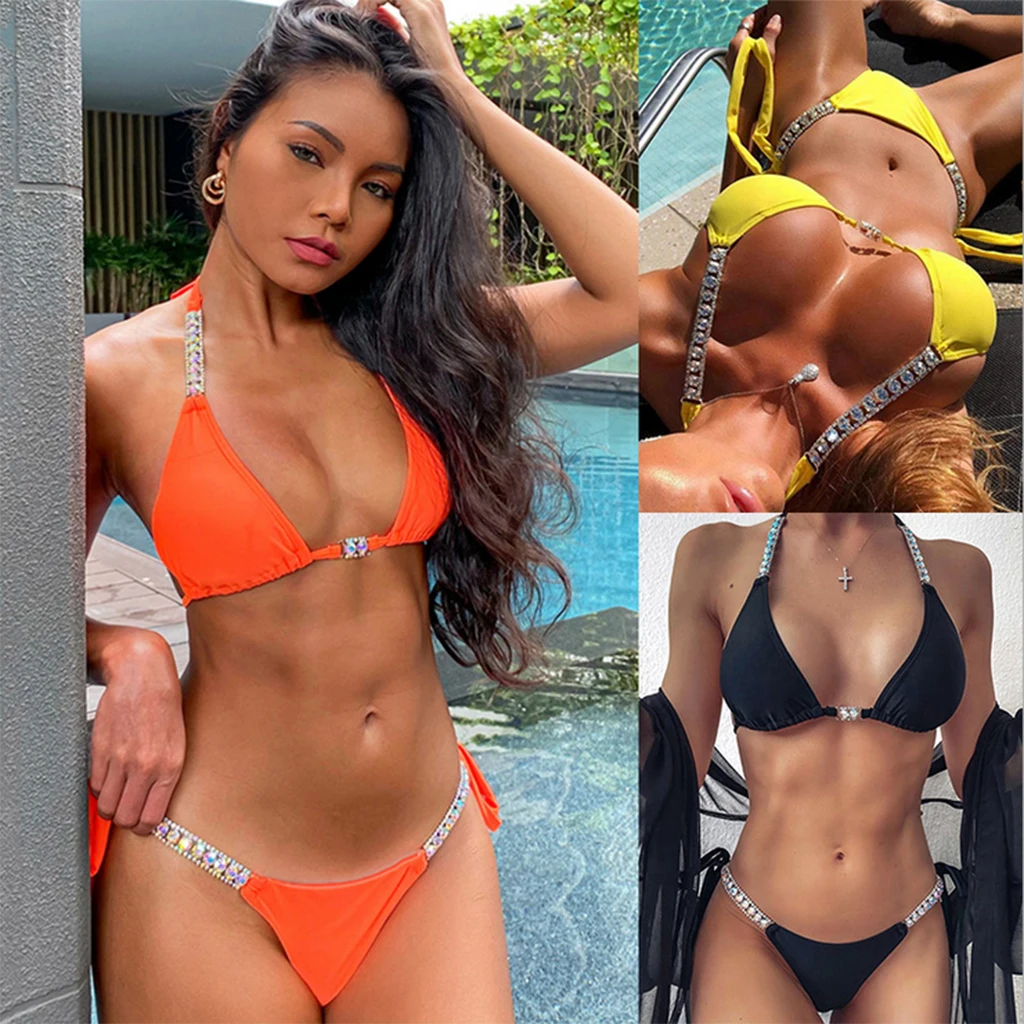 Women's Swimwear Sexy V Neck Bikini Set Beachwear Ring Bikini Two Piece Set Summer Swimsuit Fashion Solid Color 2021
Women's Swimwear Sexy V Neck Bikini Set Beachwear Ring Bikini Two Piece Set Summer Swimsuit Fashion Solid Color 2021