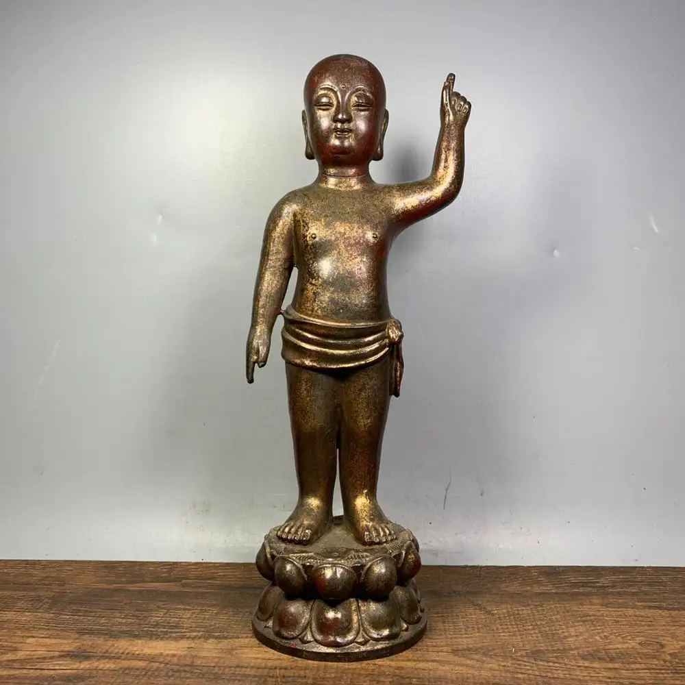 11"Tibet Buddhism Temple Old Bronze Cinnabars Prince Buddha of Kyamuni Bathing Buddha with one hand I am the only one
11"Tibet Buddhism Temple Old Bronze Cinnabars Prince Buddha of Kyamuni Bathing Buddha with one hand I am the only one