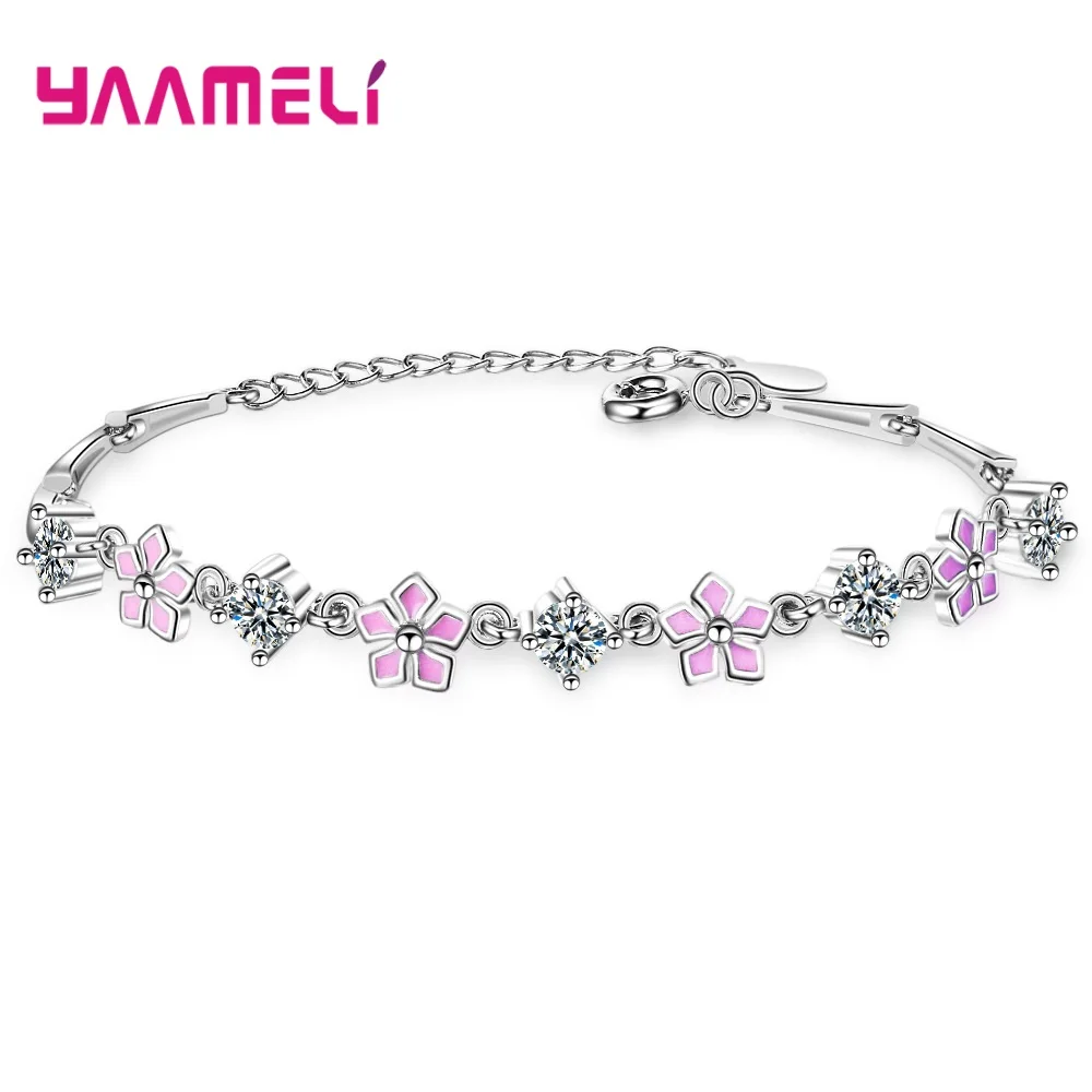 925 Sterling Silver Flower Cubic Zircon Charm Bracelets Link Chain Adjustable Wristbands for Women Female Party Wedding Jewelry
925 Sterling Silver Flower Cubic Zircon Charm Bracelets Link Chain Adjustable Wristbands for Women Female Party Wedding Jewelry