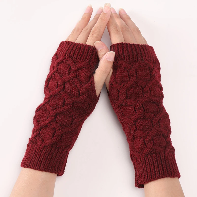 New Warm Fingerless Knitted Gloves For Women Acrylic Stretch Half Finger Arm Glove Crochet Knitting Faux Girls Mitten Gloves
New Warm Fingerless Knitted Gloves For Women Acrylic Stretch Half Finger Arm Glove Crochet Knitting Faux Girls Mitten Gloves