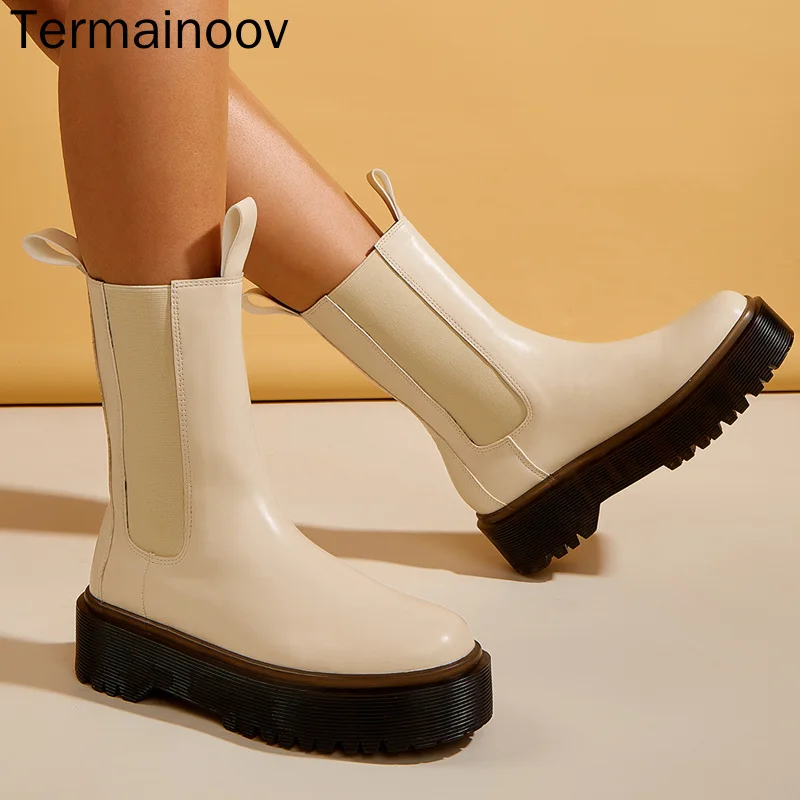 Termainoov Women Boots Platform Dress Shoes Fafshion Ankle Boots ElasticFemale Winter Boots Thick Heel Martin Boots 
Termainoov Women Boots Platform Dress Shoes Fafshion Ankle Boots ElasticFemale Winter Boots Thick Heel Martin Boots