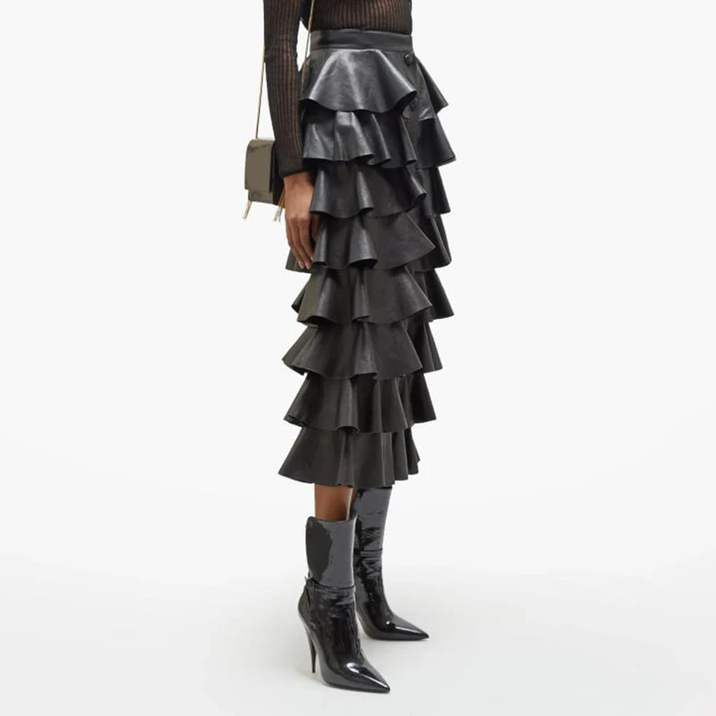Black PU Leather Ruffle Women's Skirts High Waist Buttons Streetwear Female Skirt 2019 Autumn Fashion New Clothing
Black PU Leather Ruffle Women's Skirts High Waist Buttons Streetwear Female Skirt 2019 Autumn Fashion New Clothing