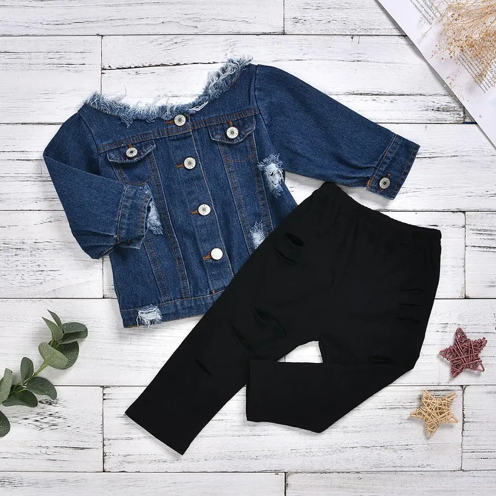 Baby Girl's One Words Long Sleeve Jeans Shirts+Hollow Out Black Jeans 2PCS Clothing Sets INS Hot Sale Clothing Sets
Baby Girl's One Words Long Sleeve Jeans Shirts+Hollow Out Black Jeans 2PCS Clothing Sets INS Hot Sale Clothing Sets