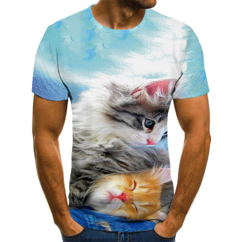 Summer hot-selling short-sleeved T-shirt 3D printing animal shirt casual fashion cute cat round neck top
Summer hot-selling short-sleeved T-shirt 3D printing animal shirt casual fashion cute cat round neck top