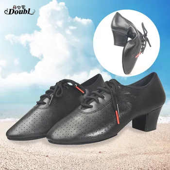 Doubl Broken Sole Latin Dance Shoes Professional Teacher Shoes Practise Black Male Female Generic Heel 4.5cm Nonslip Comfortable