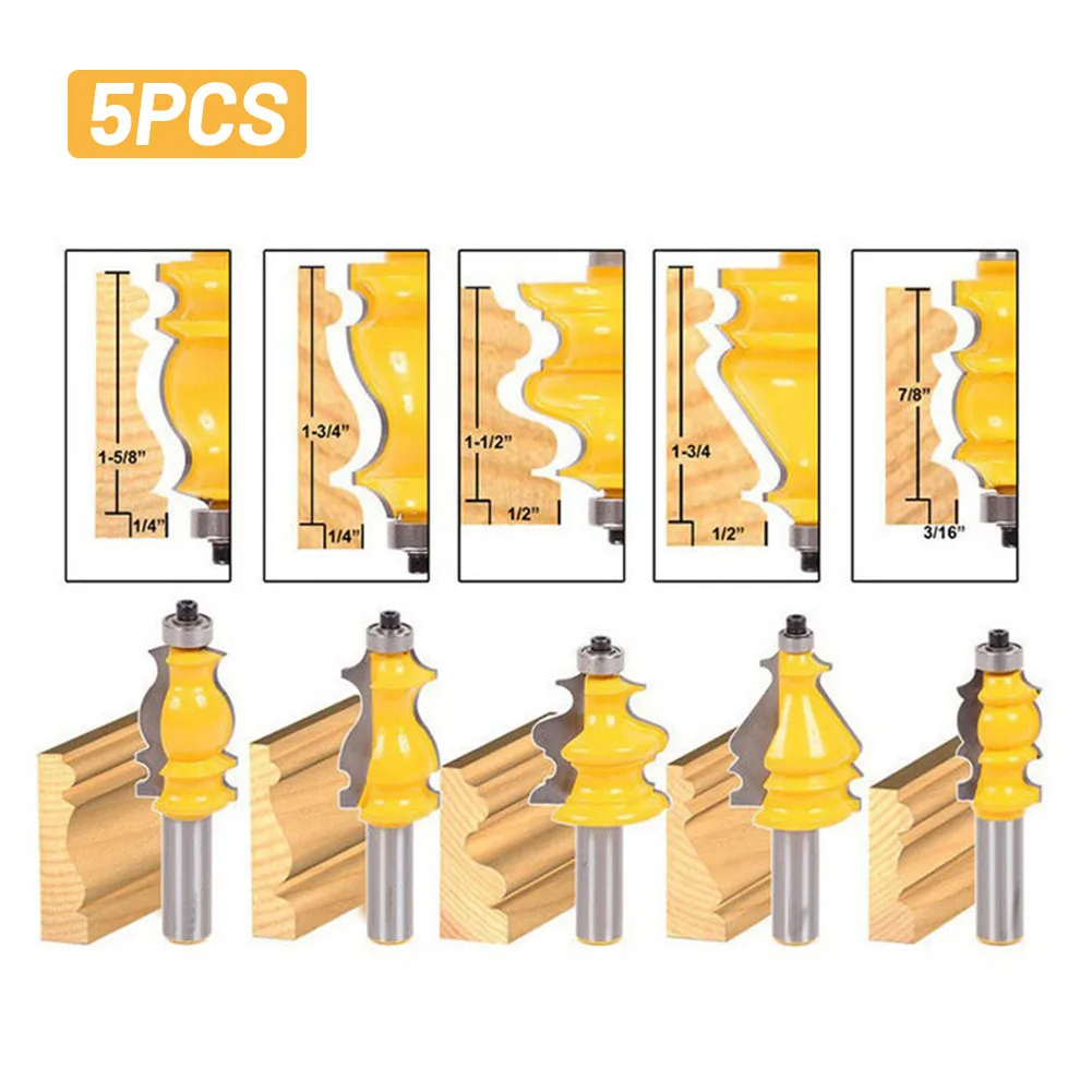 5 Bit Architectural Molding Router Bit Set - 1/2 Inch Shank - Hot Sale Tool Power Tool Trimming Machine
5 Bit Architectural Molding Router Bit Set - 1/2 Inch Shank - Hot Sale Tool Power Tool Trimming Machine