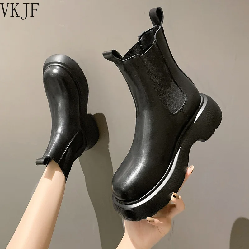 2021 Thick Sole Chelsea Boots Women Winter Genuine Leather Round Toe Ankle Boots Woman Runway Boots Mujer Square Heel
2021 Thick Sole Chelsea Boots Women Winter Genuine Leather Round Toe Ankle Boots Woman Runway Boots Mujer Square Heel