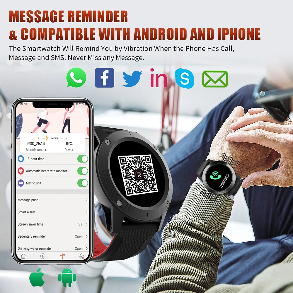 Smart Watch Heart Rate Air Pressure Altitude Compass Waterproof Environmental Temperature Monitoring Suitable for Android IOS
Smart Watch Heart Rate Air Pressure Altitude Compass Waterproof Environmental Temperature Monitoring Suitable for Android IOS