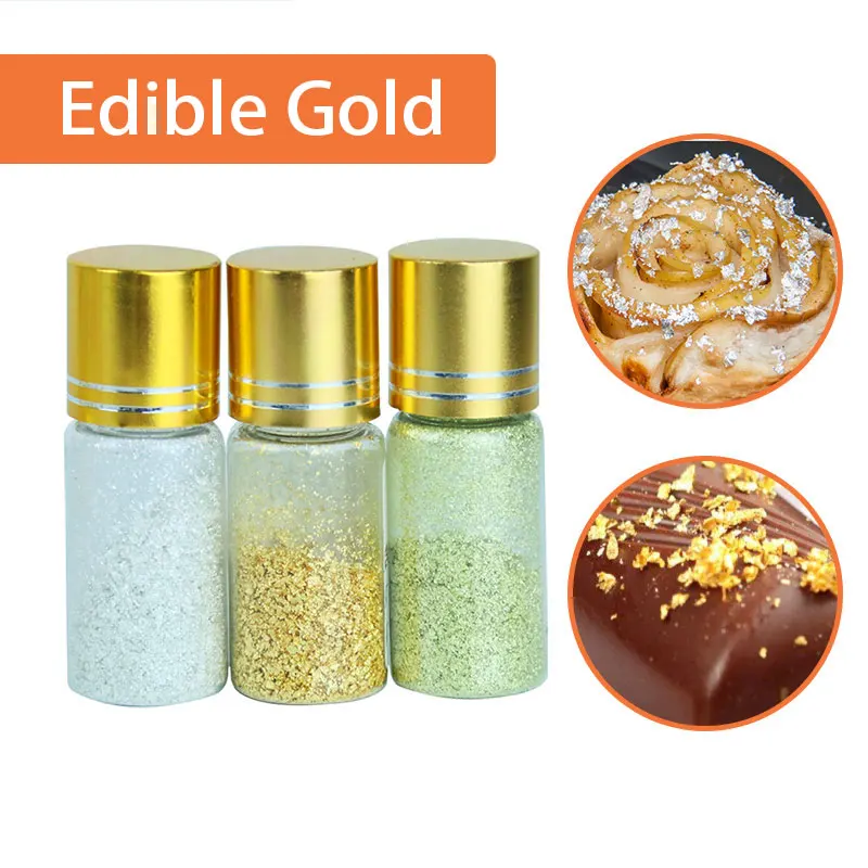 

Edible 24K Gold Leaf 0.1g Foil Flakes Broken Gilding For Wine Drinks Cake Baking Snack Food Shining Decorate crafts materials