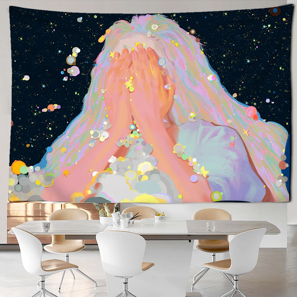 Гобелен с изображением мультяшной девушки, звезд, 100% полиэстер
Гобелен с изображением мультяшной девушки, звезд, 100% полиэстер