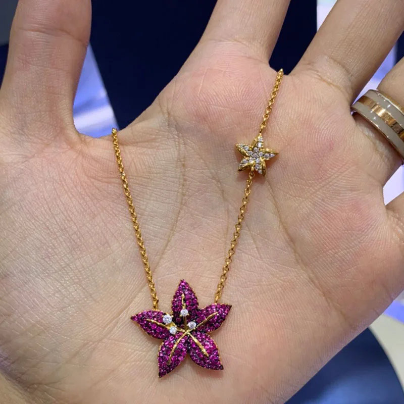 Brand 1:1Fashion Necklace Gold Color Tropical Jungle Burgundy Flower Pendant Adjustable Necklace Women Fine Jewelry
Brand 1:1Fashion Necklace Gold Color Tropical Jungle Burgundy Flower Pendant Adjustable Necklace Women Fine Jewelry