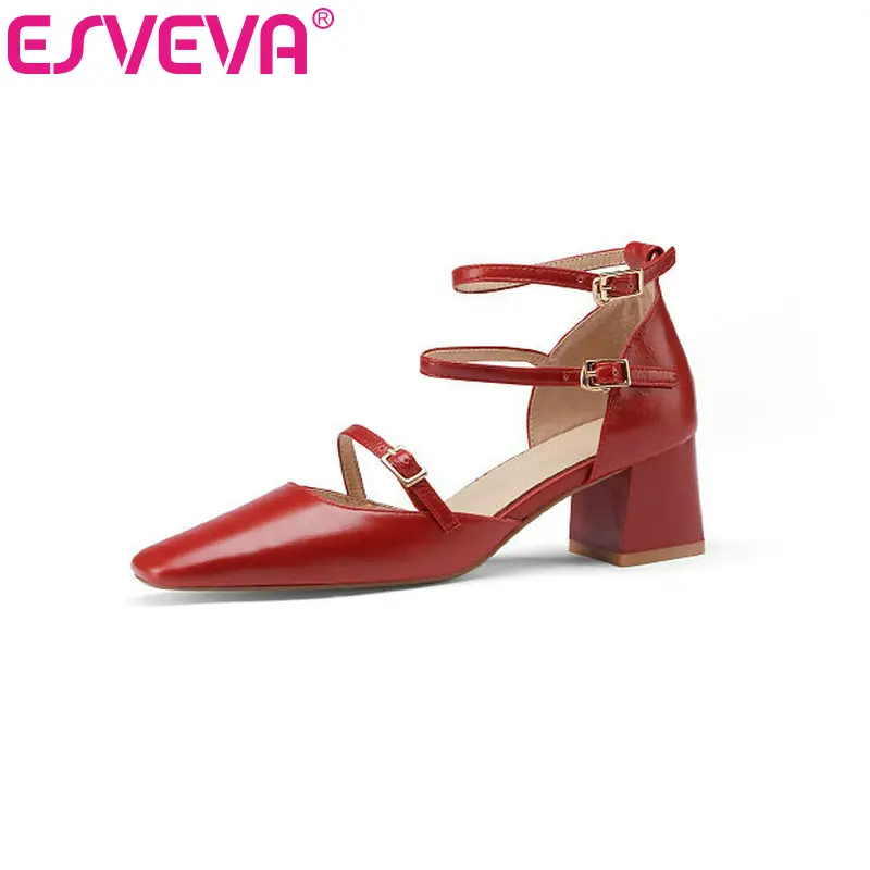 ESVEVA 2021 Women Pumps Buckle Square Med Heel Spring Autumn Shoes Pointed Toe Soft Leather Gen Pumps Women Shoes Big Size 34-40
ESVEVA 2021 Women Pumps Buckle Square Med Heel Spring Autumn Shoes Pointed Toe Soft Leather Gen Pumps Women Shoes Big Size 34-40