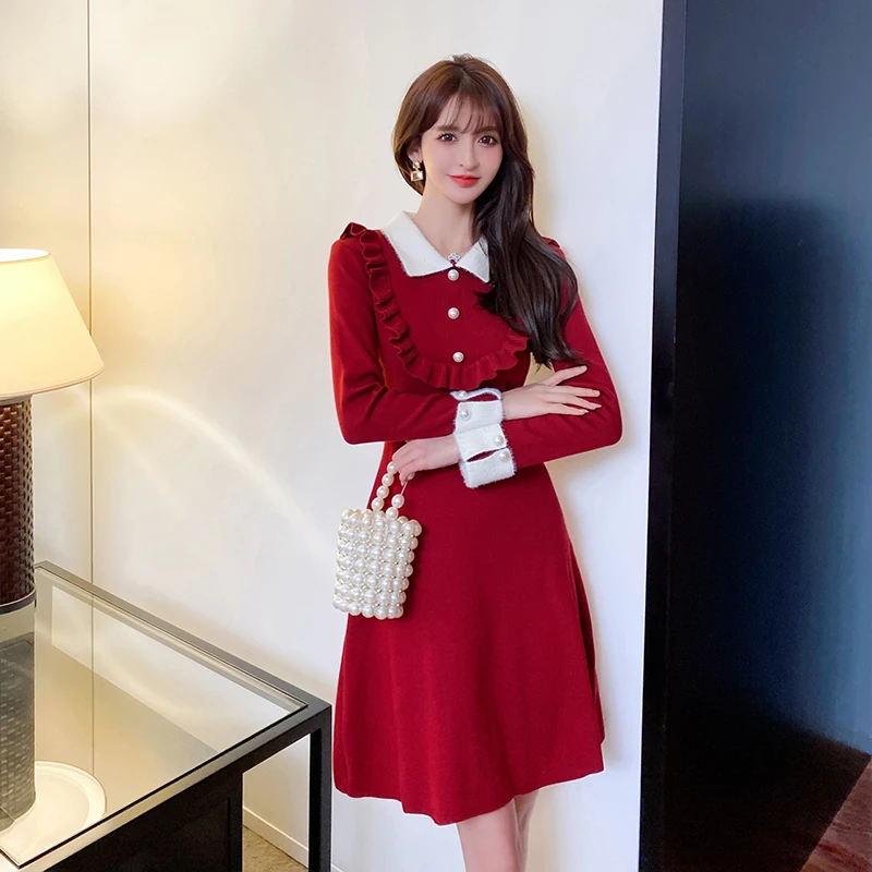 COIGARSAM Women One Piece Korea Casual Dress Autumn 2021 Office Lady Knitting Long Sleeve Solid High Waist Red Black Dresses
COIGARSAM Women One Piece Korea Casual Dress Autumn 2021 Office Lady Knitting Long Sleeve Solid High Waist Red Black Dresses