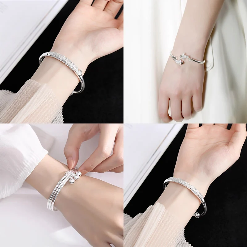 925 Sterling Silver Shiny Gypsophila Bangle For Girls Sweet Romantic Jewelry Wedding Hand Accessories Customized
925 Sterling Silver Shiny Gypsophila Bangle For Girls Sweet Romantic Jewelry Wedding Hand Accessories Customized