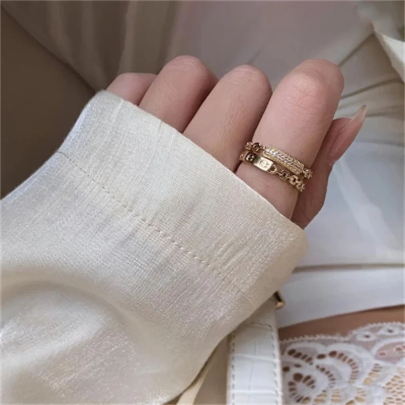 Gold Double Layer Chain Open Rings For Woman Student Girl's Fashion Jewelry Gothic Party Luxury Finger Accessories Wholesale
Gold Double Layer Chain Open Rings For Woman Student Girl's Fashion Jewelry Gothic Party Luxury Finger Accessories Wholesale