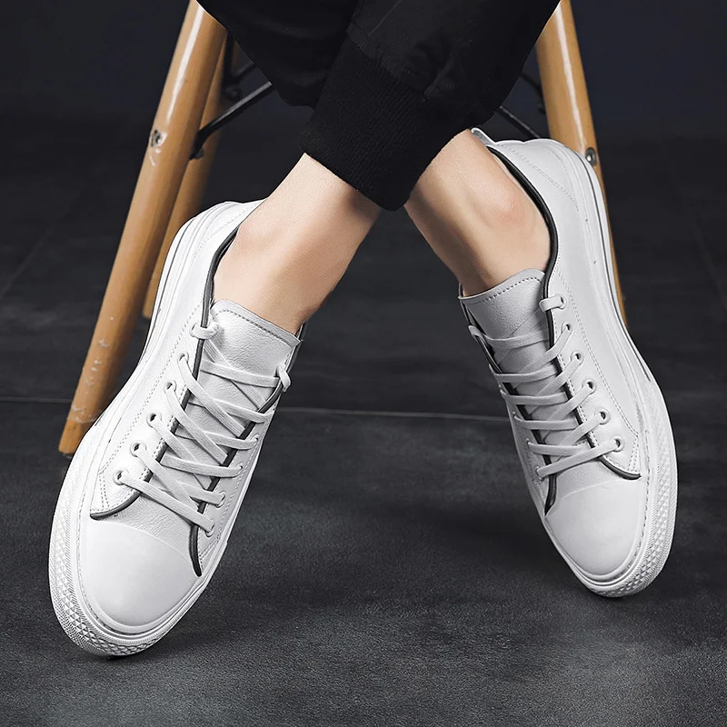 Fashion Men Leather Shoes lace up Breathable Casual Shoes Men breathable Outdoor Sneakers Black White Flats shoes Zapatos
Fashion Men Leather Shoes lace up Breathable Casual Shoes Men breathable Outdoor Sneakers Black White Flats shoes Zapatos