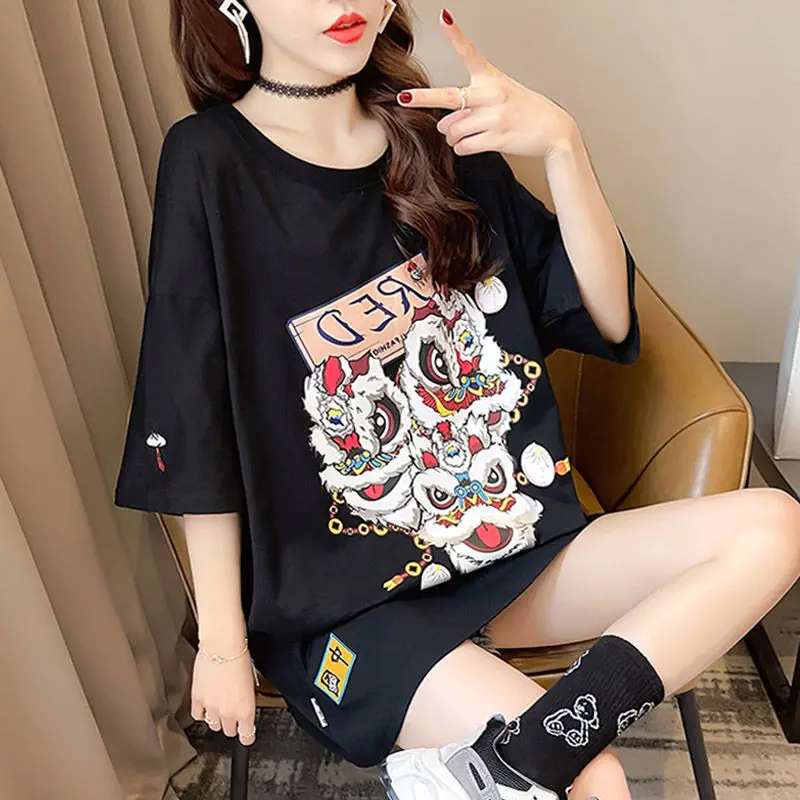 Short-Sleeved T-Shirt Women'S Summer New Style Lion Dance Print Loose Korean Version Of The Net Red Top Tide
Short-Sleeved T-Shirt Women'S Summer New Style Lion Dance Print Loose Korean Version Of The Net Red Top Tide